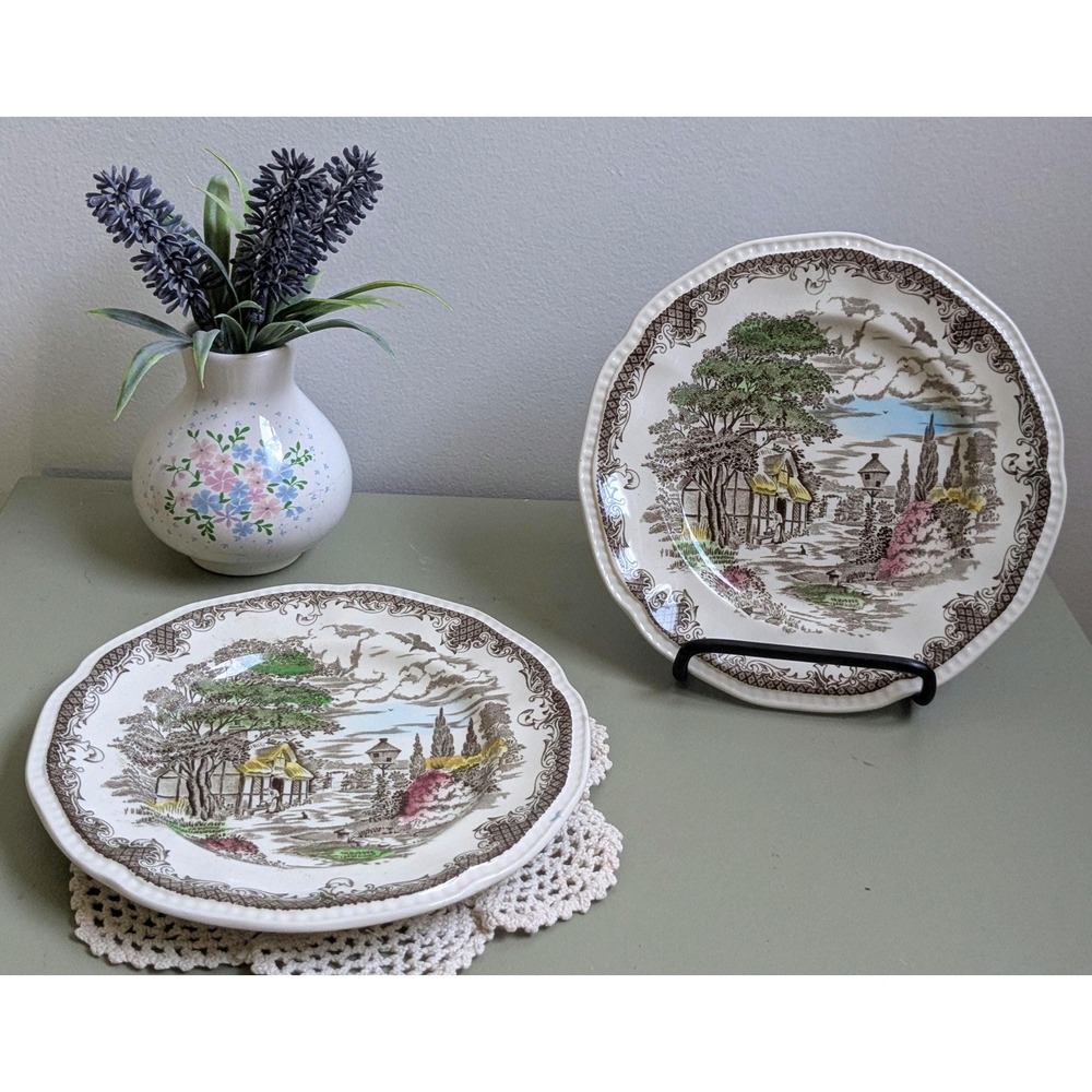 Shakespeare's Sonnets Cottage‎ Plates Set of 2 Kensington Ironstone England